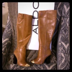 Brand new knee high gold toe boots